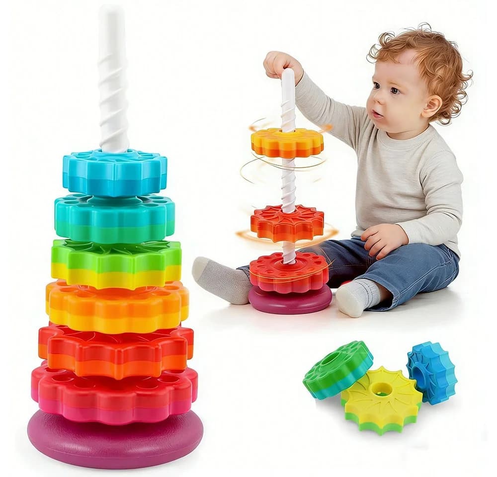 Zaewry Stapelspielzeug Drehspielzeug Bunt Regenbogen für Kinder ab 3 Jahren - Bild 2