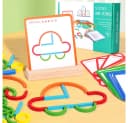 Zaewry Lernspielzeug Holzstäbe- und Ring-Bauspiel Montessori Puzzle Tangram Bild 4