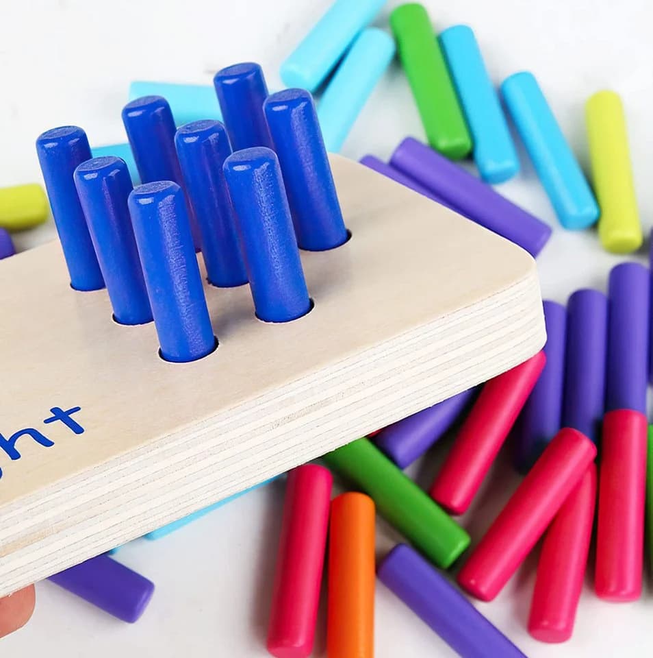 Zaewry Montessori Holz-Zahlenblöcke Steckbrett Bunt Lernspielzeug