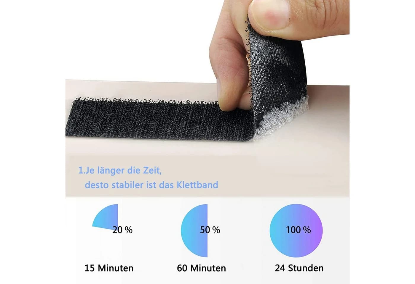 Minicloss Klettband Selbstklebend Extra Stark, Klettverschluss 3 x 10cm, Schwarz - Bild 3
