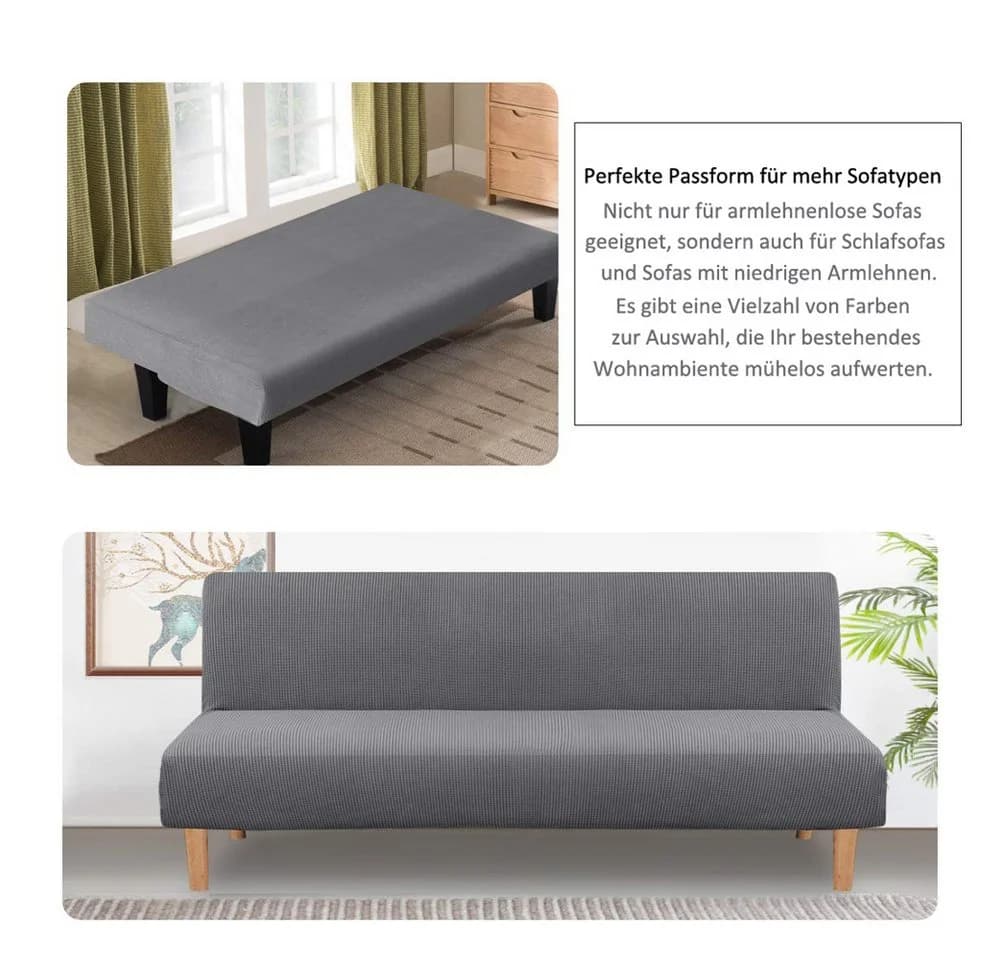 Minicloss Sofahusse Futonbezug Grau Stretch ohne Armlehnen - Bild 5