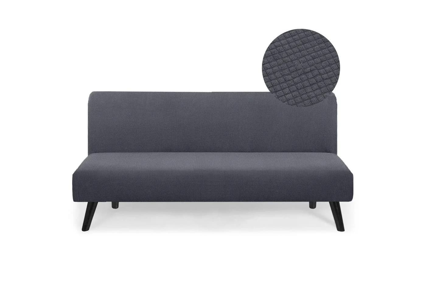 Minicloss Stretch-Sofahusse Futonbezug ohne Armlehnen Dunkelgrau - Bild 2