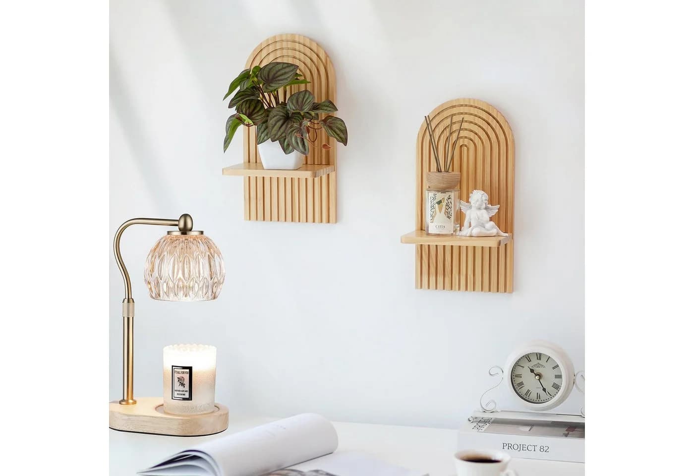 Minicloss Wandregal 2-tlg. Holz Boho Wanddeko
