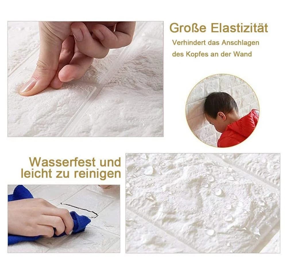 Minicloss 3D-Wandpaneele Selbstklebend Weiß PE-Schaum - Bild 3