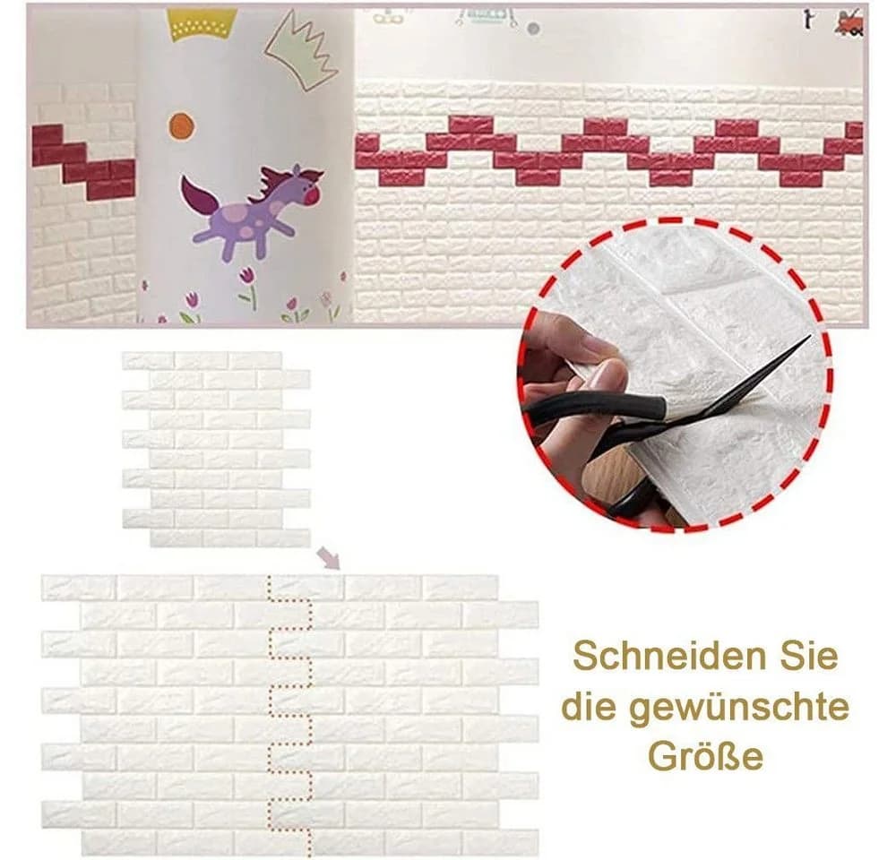 Minicloss 3D-Wandpaneele Selbstklebend Weiß PE-Schaum - Bild 4