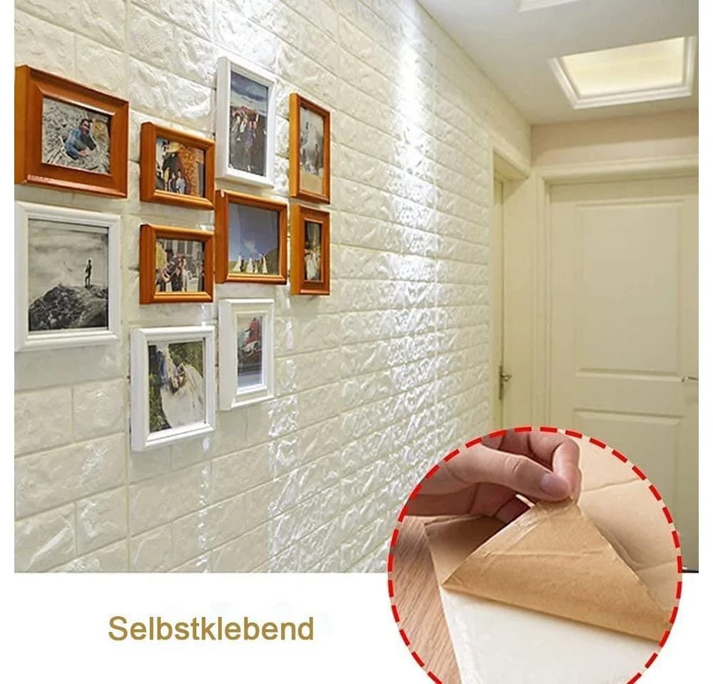 Minicloss 3D-Wandpaneele Selbstklebend Weiß PE-Schaum - Bild 5