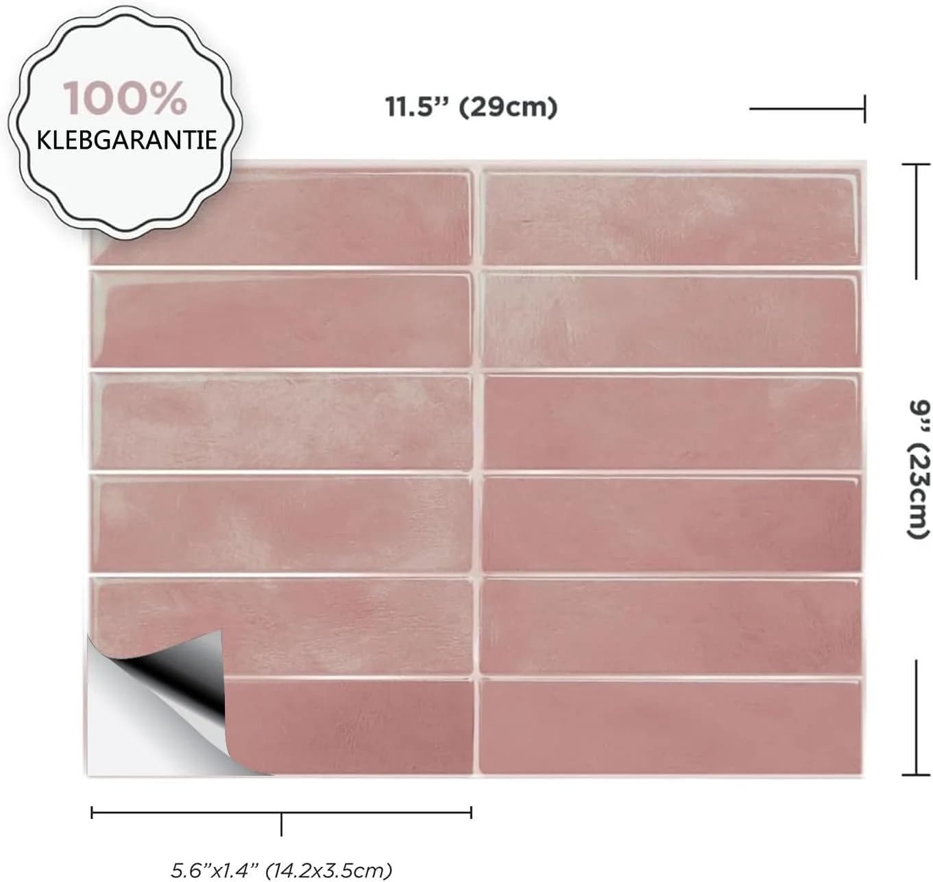 Minicloss Küchenrückwand Fliesenaufkleber Rosa Selbstklebend 23x29 cm