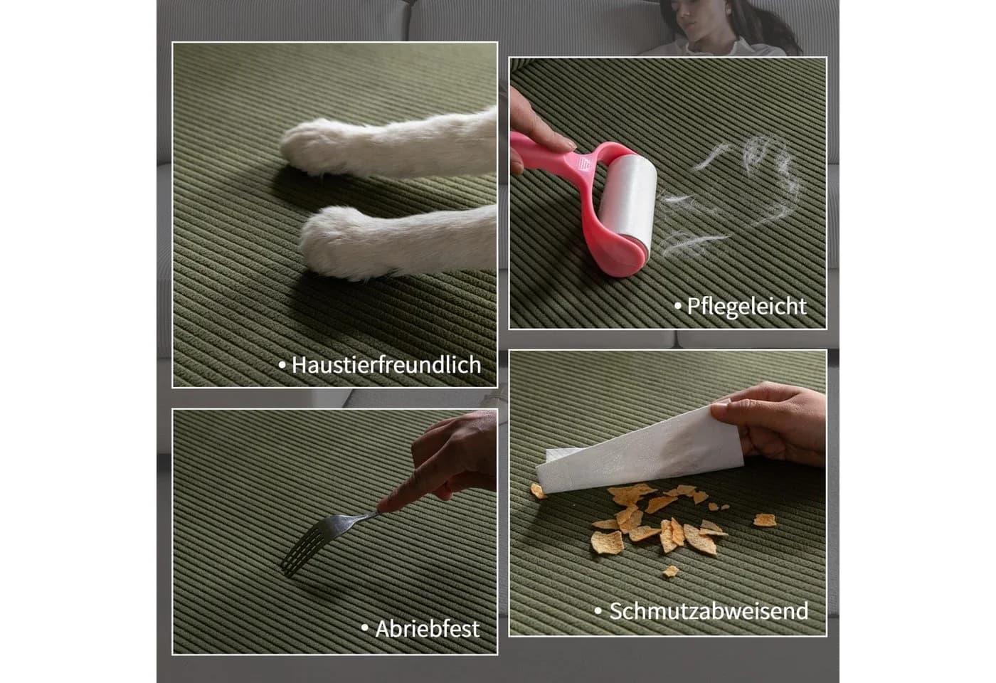 Minicloss Sofahusse Stretch Grün Rutschfest Waschbar