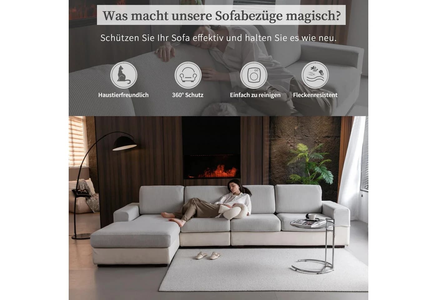 Minicloss Sofahusse Grau Stretch Sofa Überzug 1-4 Sitze - Bild 3