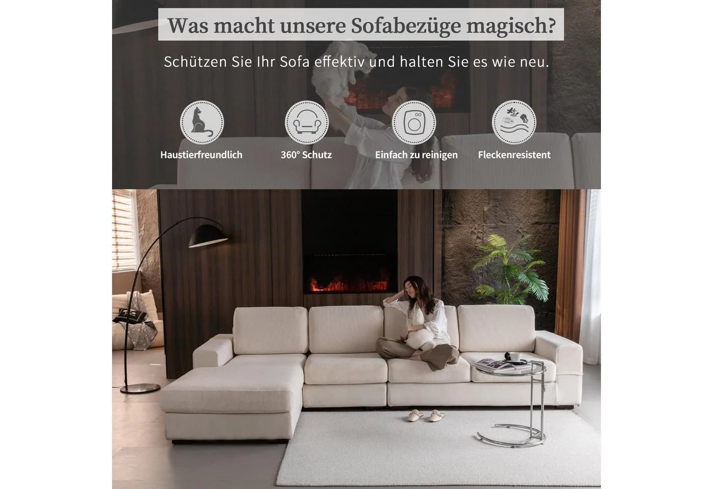 Minicloss Sofahusse 1/2/3/4 Sitz Stretch Sofa Sitzkissenbezug Rutschfester Sofabezug Waschbarer Sofabezug Universeller Couch Überzug Pflegeleicht - Bild 3