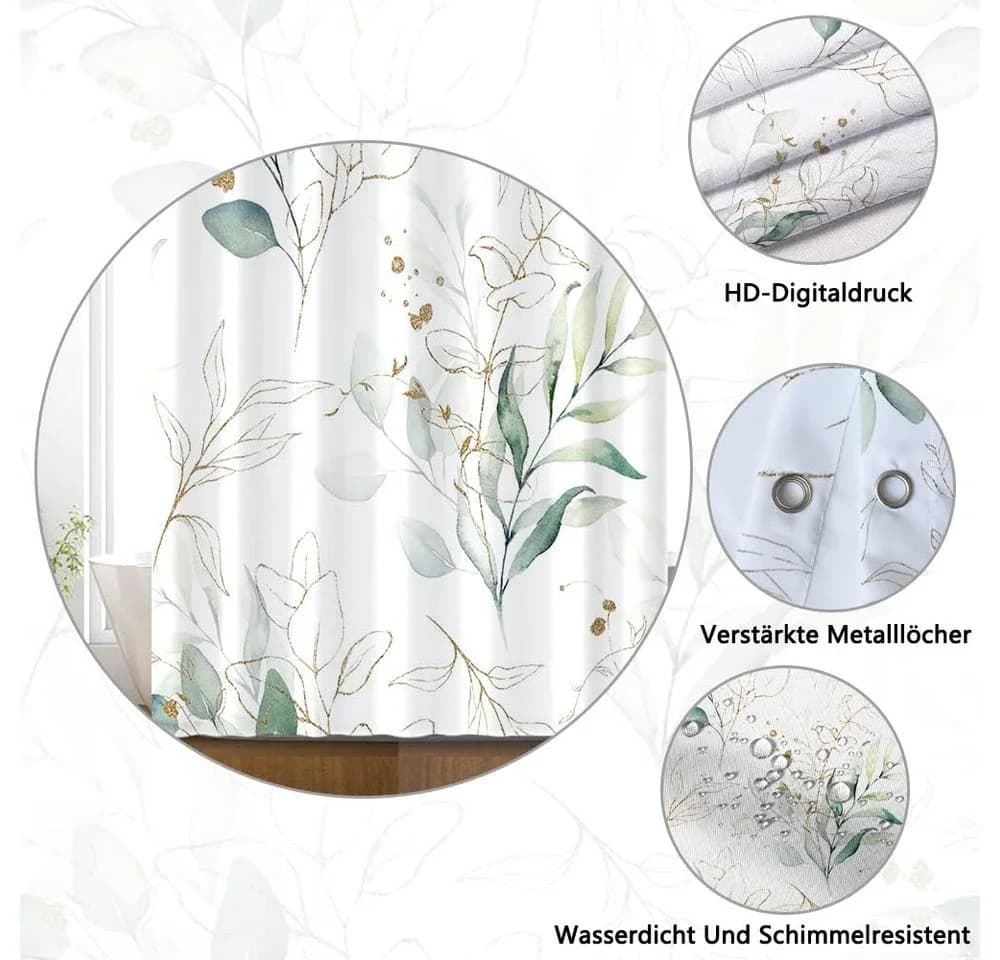Minicloss Duschvorhang Eukalyptus Grün Gold Wasserdicht - Bild 5