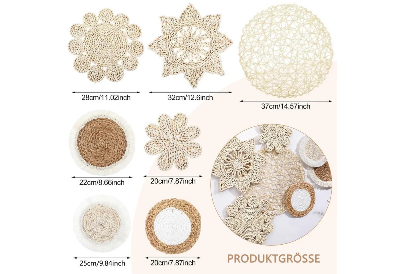 Minicloss Boho-Wanddeko 7 Stück Wandkörbe - Bild 3