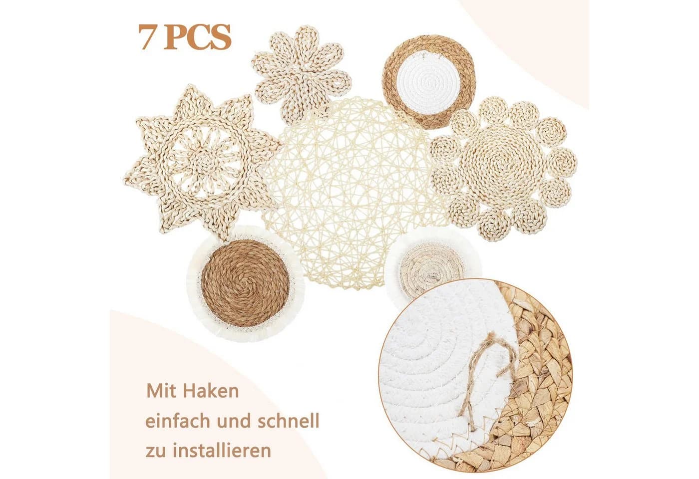 Minicloss Boho-Wanddeko 7 Stück Wandkörbe - Bild 4