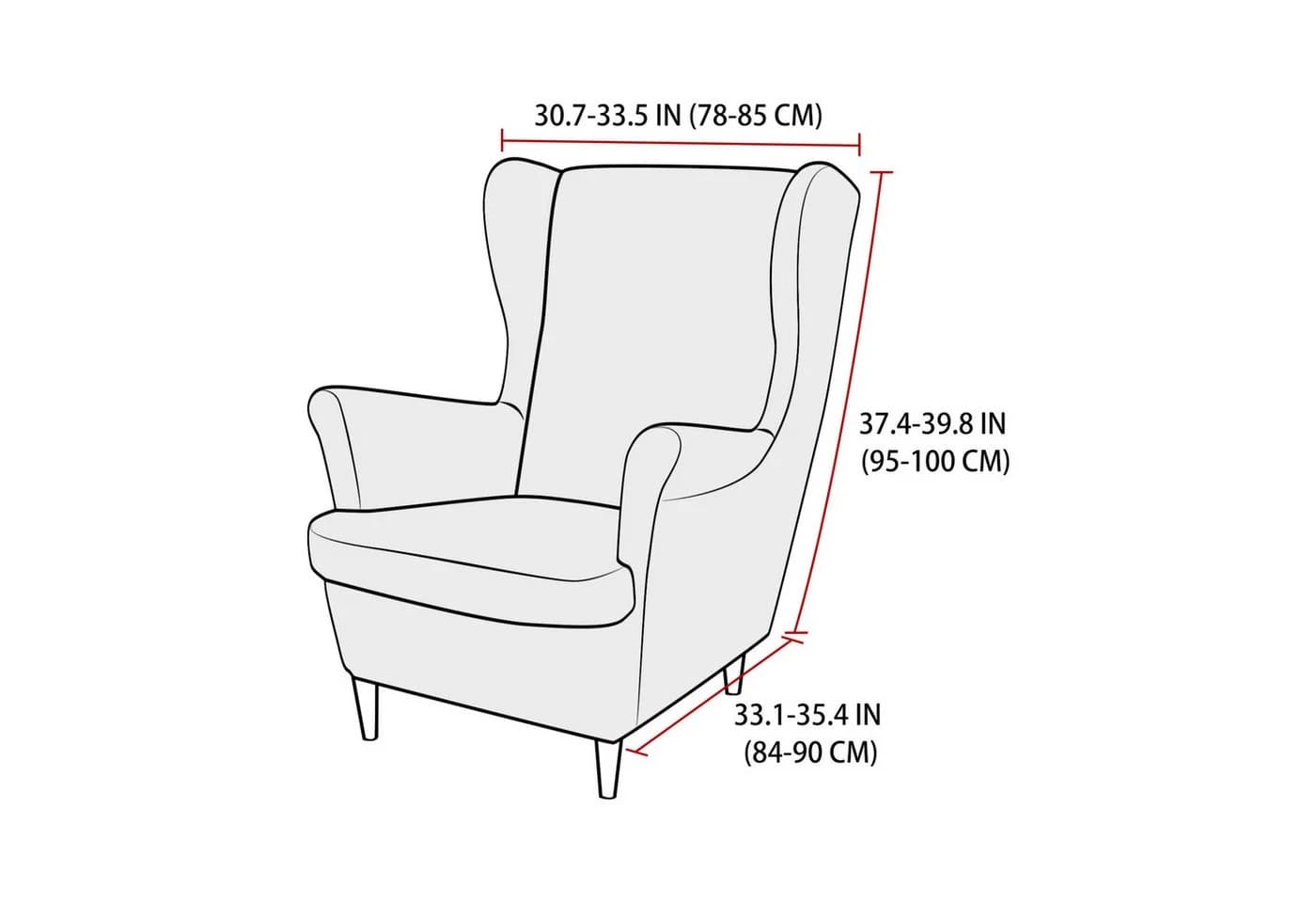 Minicloss Sesselhusse 2-Teilig Ohrensessel Hellgrau Jacquard