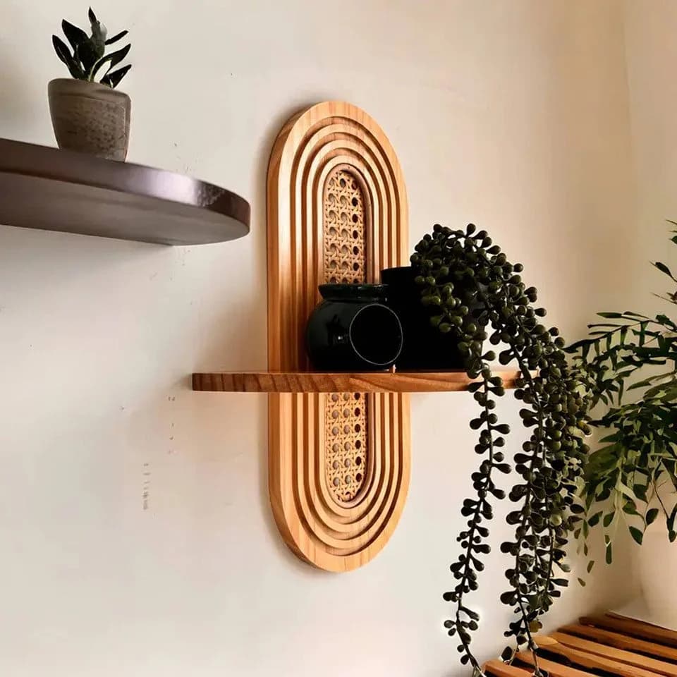 Venkuber Wandregal aus Holz Mid-Century Modern Bohemian-Stil