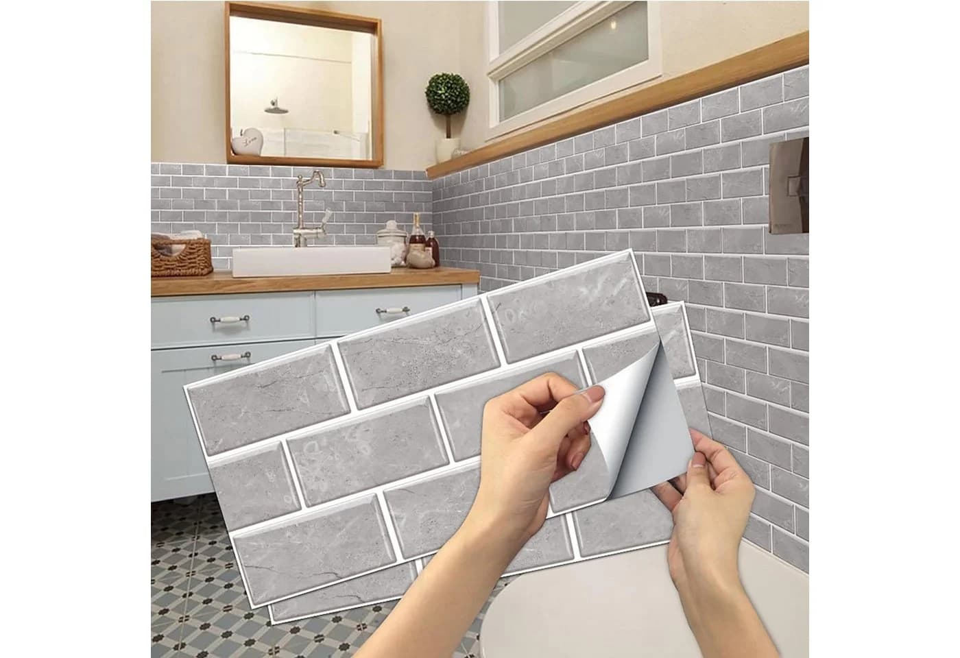 Minicloss Fliesenaufkleber 12 Stück 15x30cm Selbstklebend Wasserabweisend