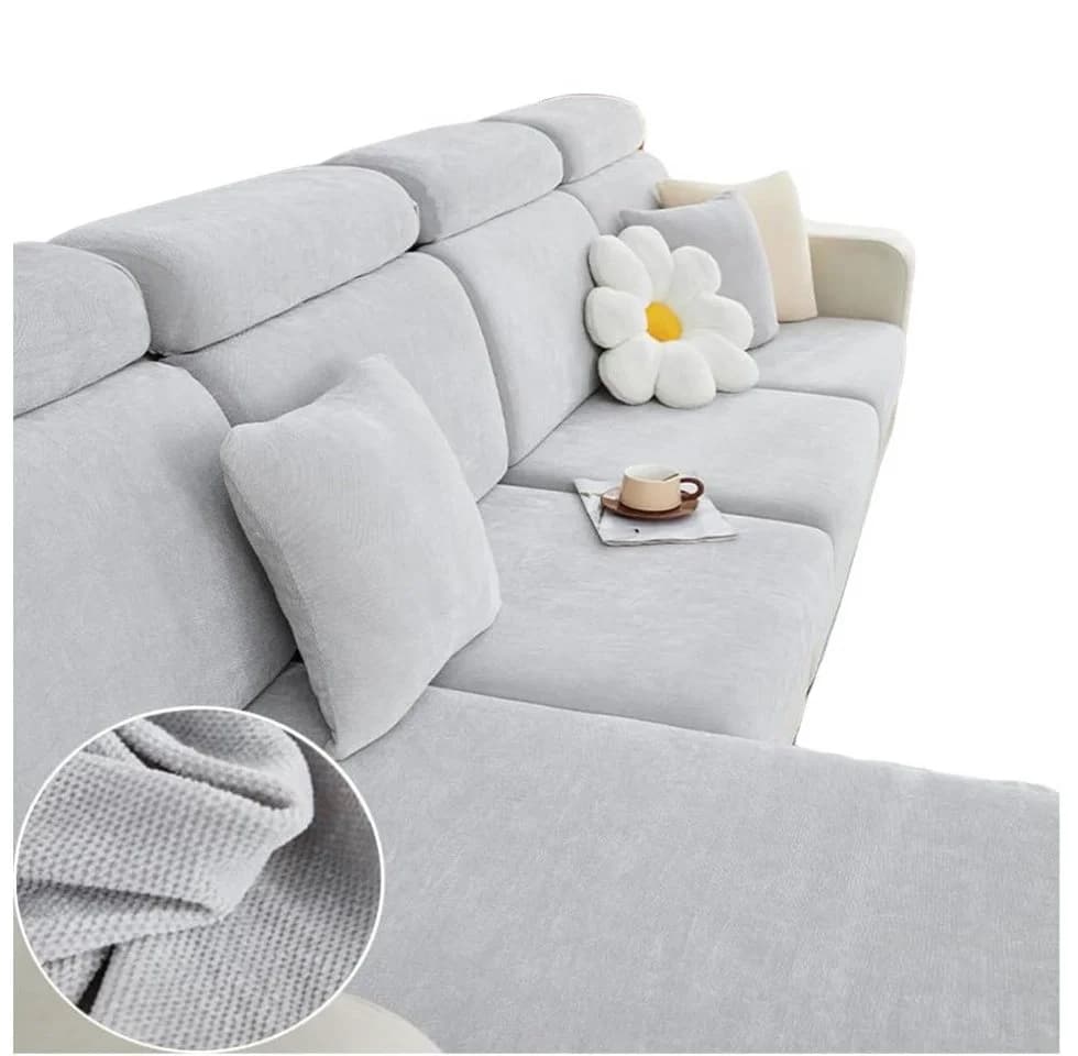 Minicloss Sofahusse Sofabezug Ecksofa L Form Stretch Chenille - Bild 2