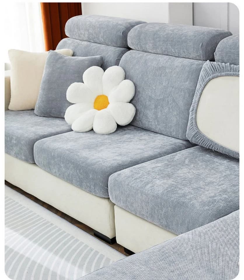 Minicloss Sofahusse Sofabezug Ecksofa L Form Stretch Chenille - Bild 5