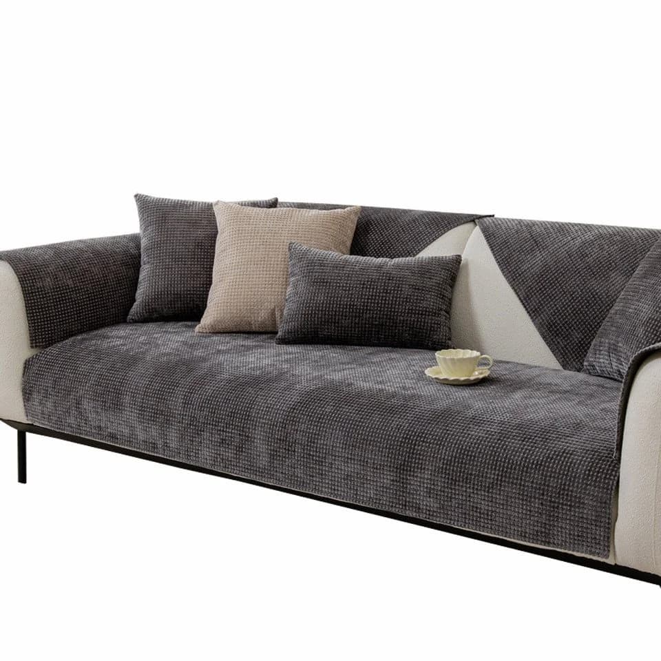 Minicloss Sofaschoner Karo-Chenille-Sofabezug 70x150cm, superweich, rutschfest - Bild 2