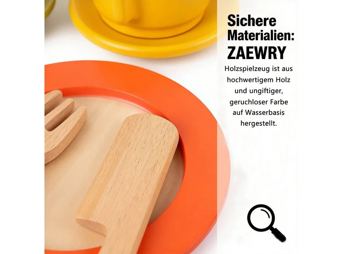 Zaewry Spielgeschirr Geschirrset aus Holz Kinder 26-tlg. Holz - Bild 3