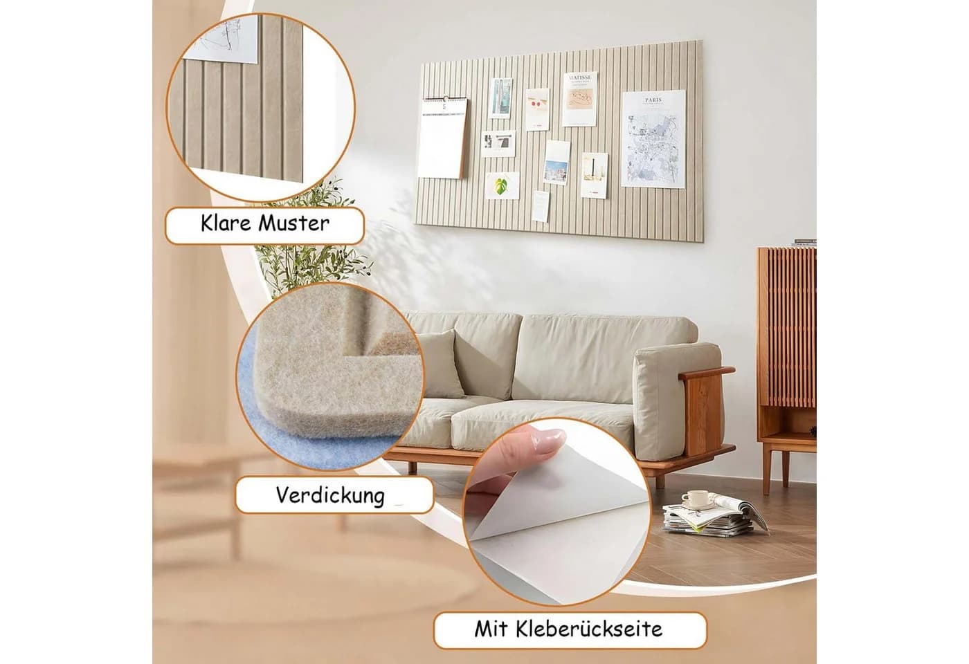 Bextsrack Pinnwand Fototafel mit selbstklebendem Klebeband, dekorative Korkwand aus Filz - Bild 5