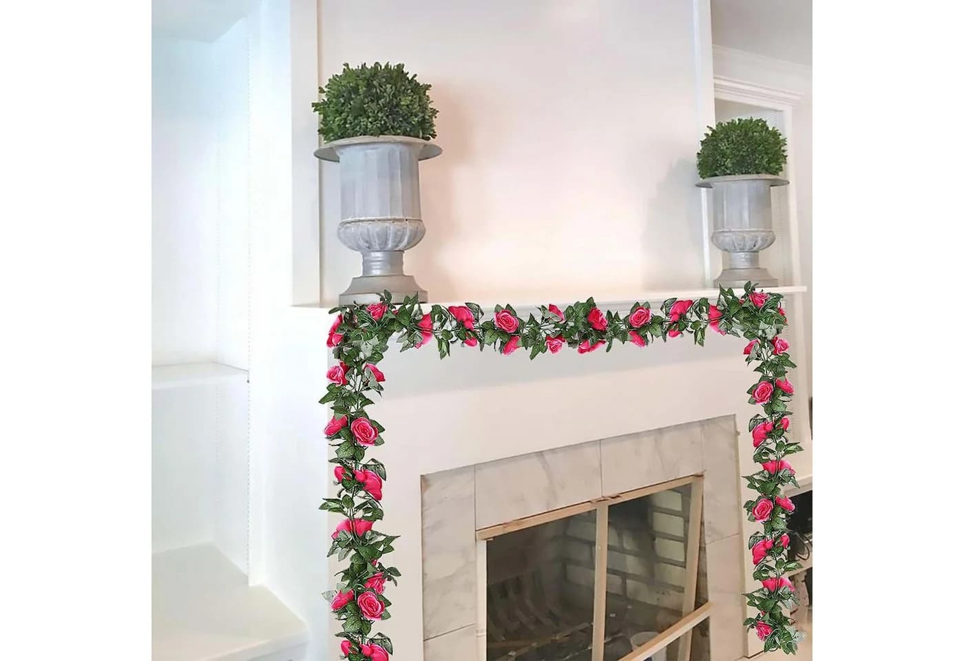 Minicloss Kunstblumenstrauß Rosenranken Rosa mit grünen Pflanzen