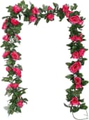 Minicloss Kunstblumenstrauß Rosenranken Rosa mit grünen Pflanzen Bild 2