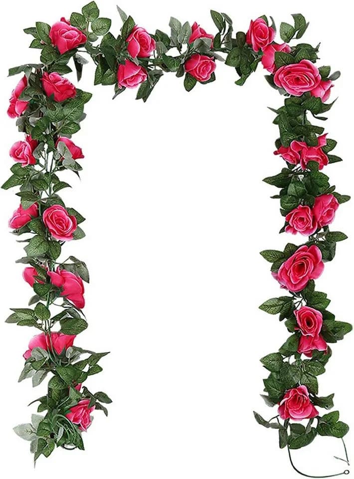 Minicloss Kunstblumenstrauß Rosenranken Rosa mit grünen Pflanzen - Bild 2