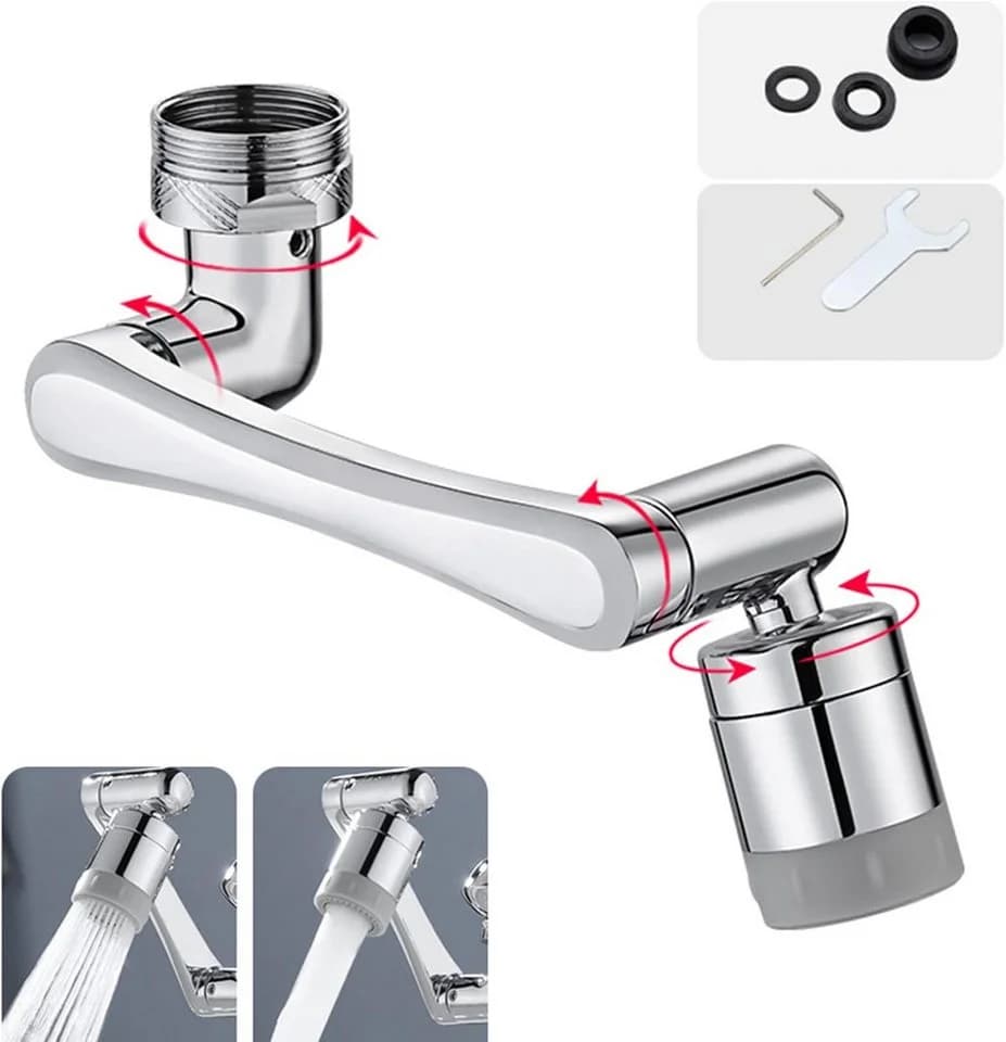 Agger Waschtischarmatur Aufsatz 1440° Schwenkbar Silber Chrom - Bild 2