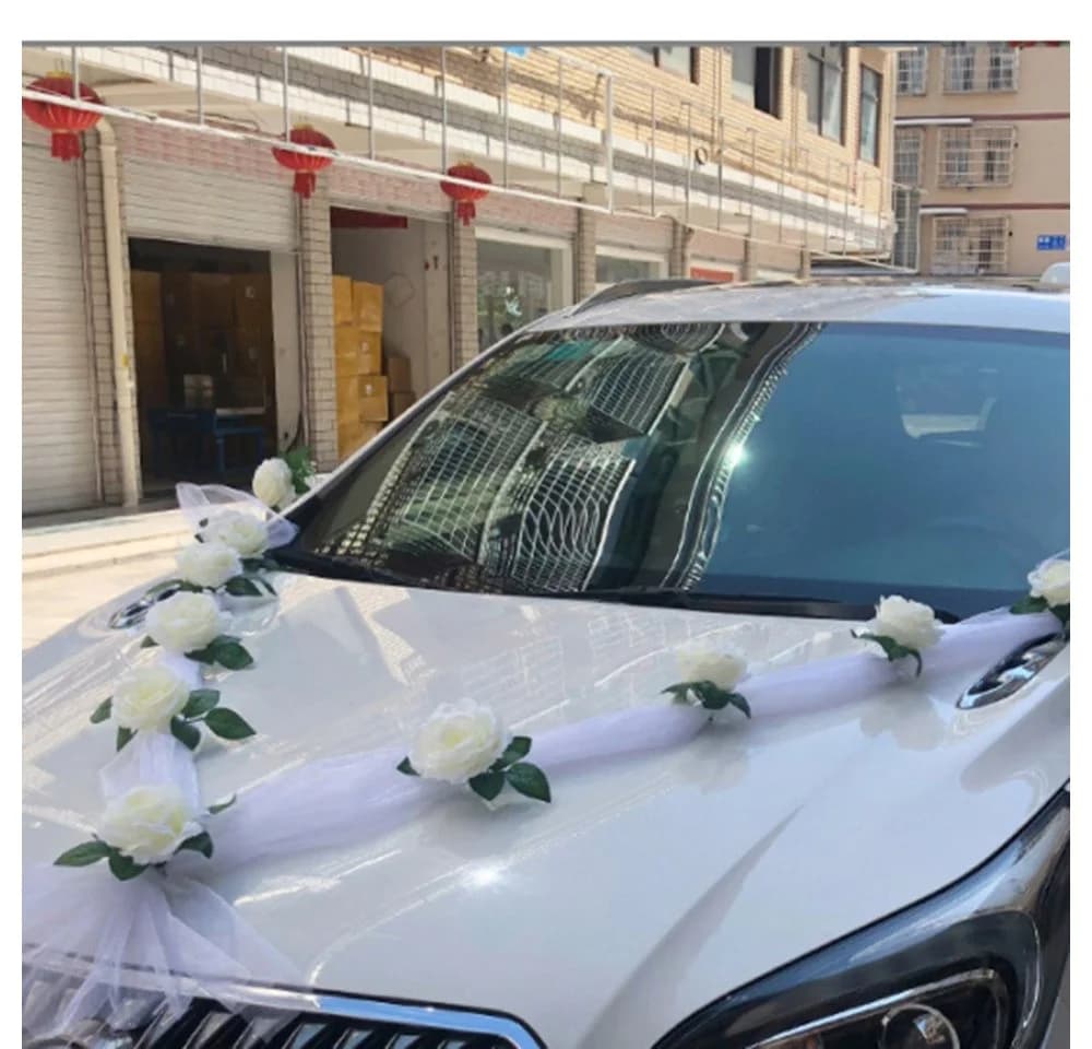 Bextsrack Kunstblumen Girlande Weiß für Hochzeitsauto Deko - Bild 4