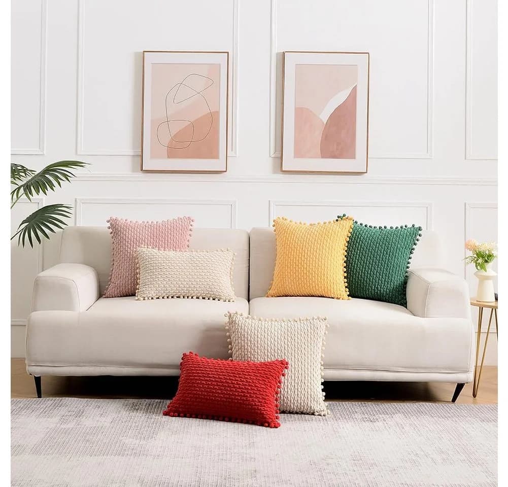 Minicloss Kissenbezüge 2 Stück Rosa mit Pompons für Sofa - Bild 5