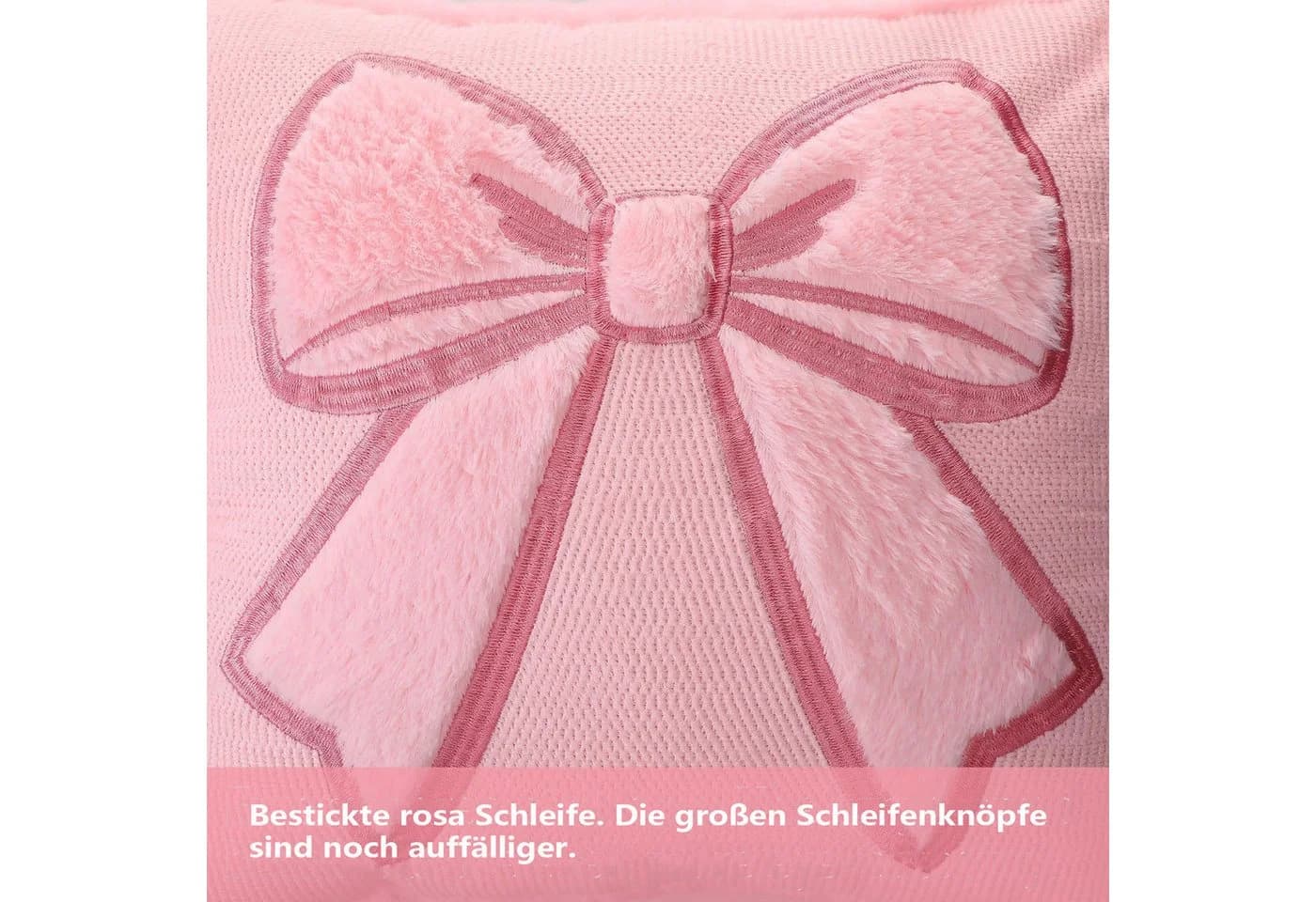 CLTYQ Kissenbezug-Set, rosa Schleife, 45,7 x 45,7 cm, 2 Stück, bestickt, Kunstfell - Bild 4