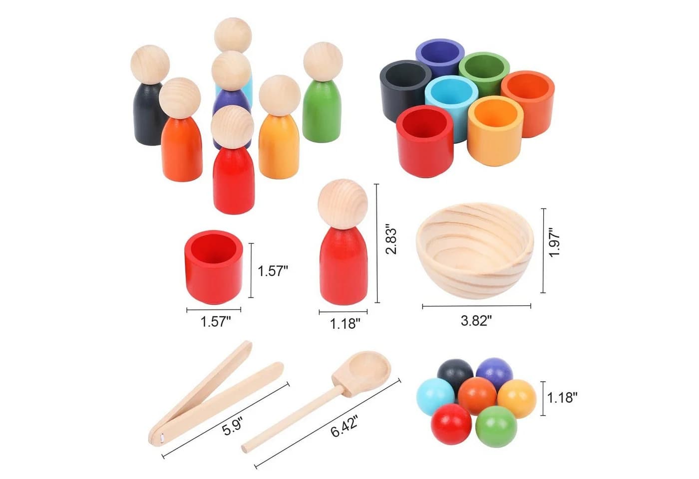 Zaewry Montessori Lernspielzeug Kugeln im Becher Holz Bunt - Bild 5