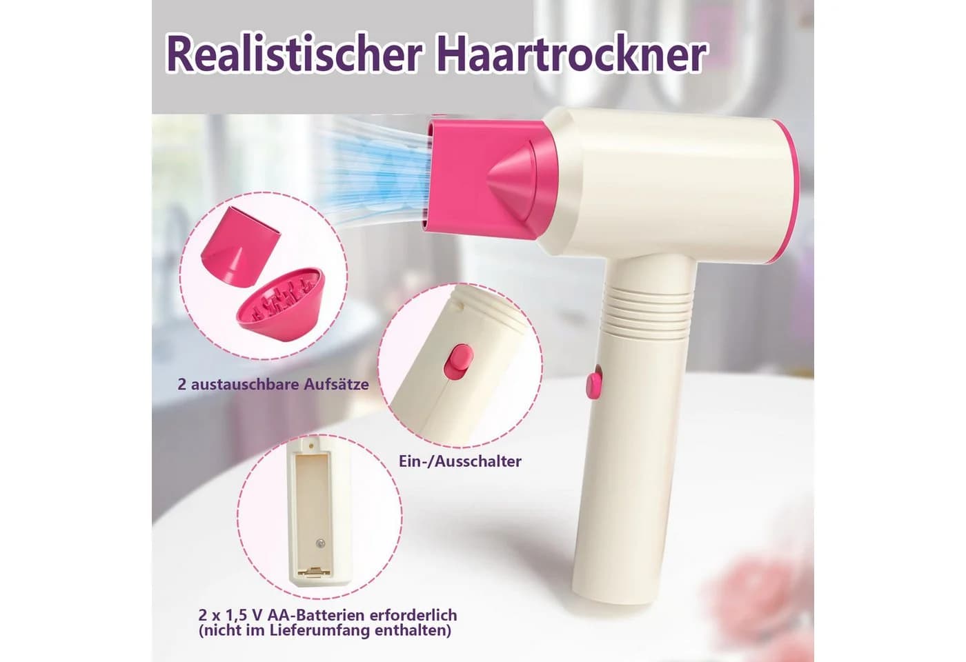 Zaewry Spielzeug-Frisierkoffer Friseur Set Kinder Schminkkoffer Mädchen Rosa - Bild 3