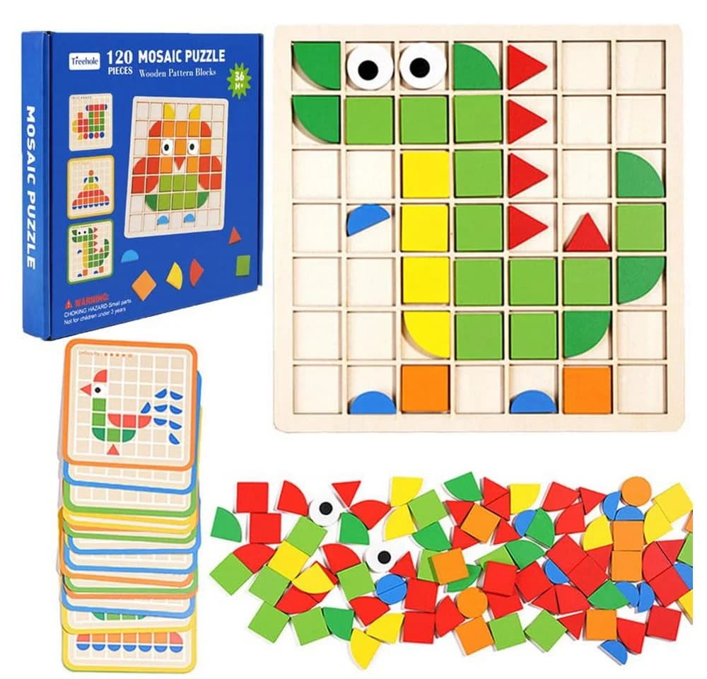Zaewry 3D-Puzzle 120pcs Holz Baustein Set Bunt Montessori Spielzeug - Bild 2