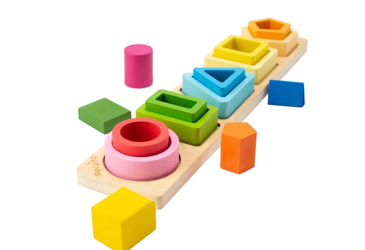 Zaewry Lernspielzeug Montessori Geometrisches Holzspielzeug Bunt - Bild 2