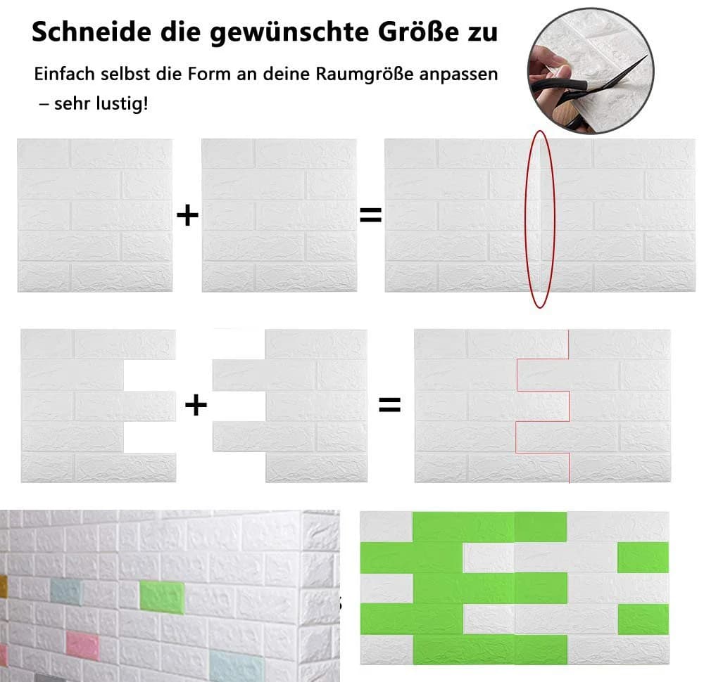 Zaewry 3D-Tapete 3D-Wandpaneele Selbstklebend, 10 Stück Wandverkleidung Selbstklebend, 35x38 cm Wandaufkleber Wasserdicht Wandtapete - Bild 4