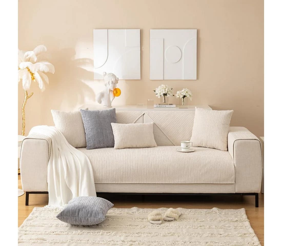 Zaewry Sofaschoner Beige Universal Rutschfest Waschbar - Bild 4