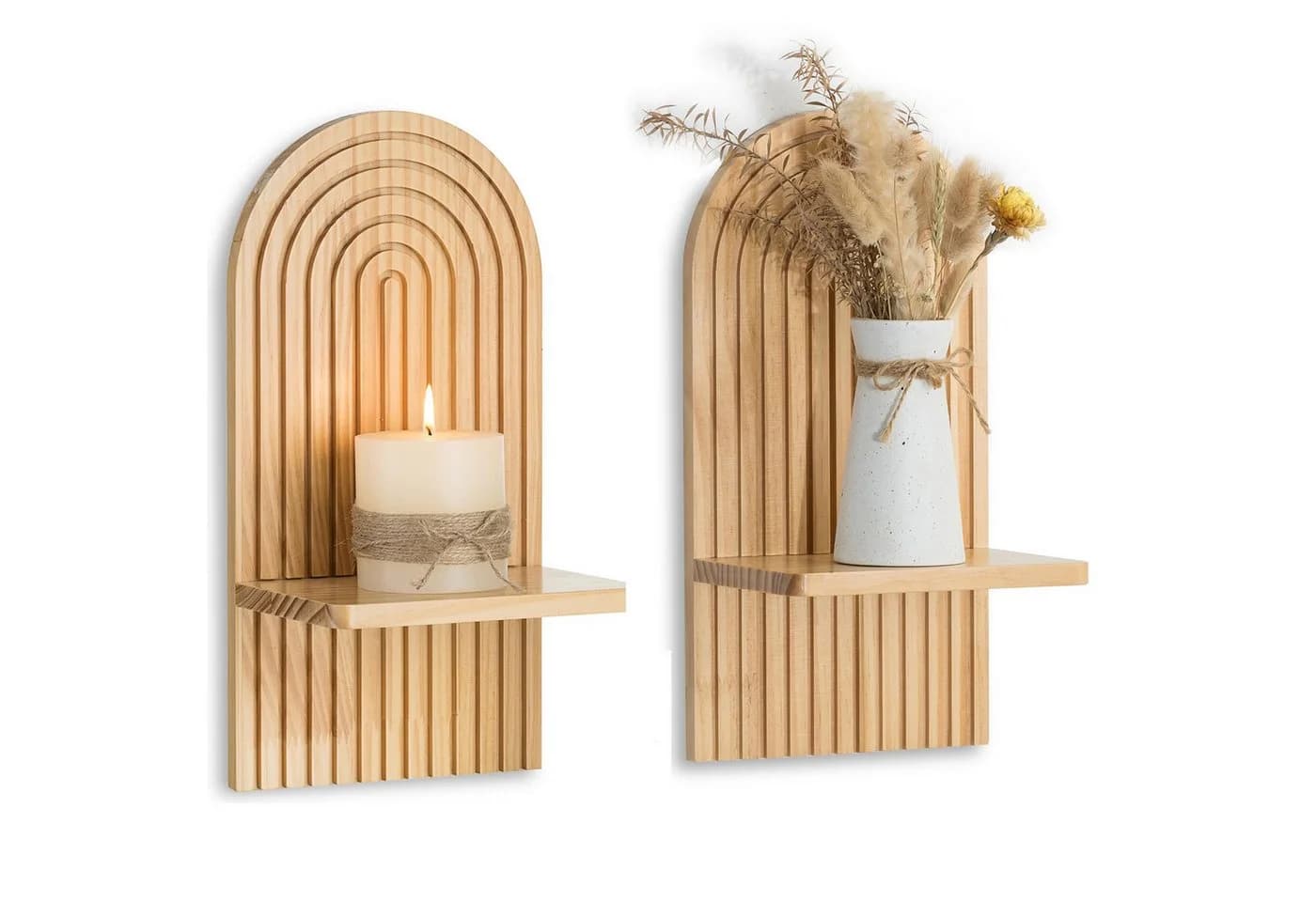 Zaewry Wandregal Holz Boho Wanddeko Kinderzimmer Wand Regale 2-tlg. Klein Pflanzregal für Wohnzimmer Schlafzimmer - Bild 2