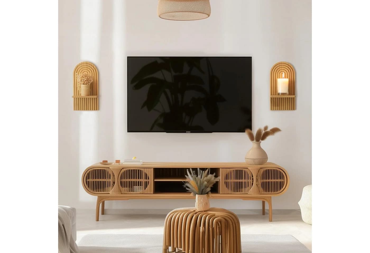Zaewry Wandregal Holz Boho Wanddeko Kinderzimmer Wand Regale 2-tlg. Klein Pflanzregal für Wohnzimmer Schlafzimmer - Bild 4