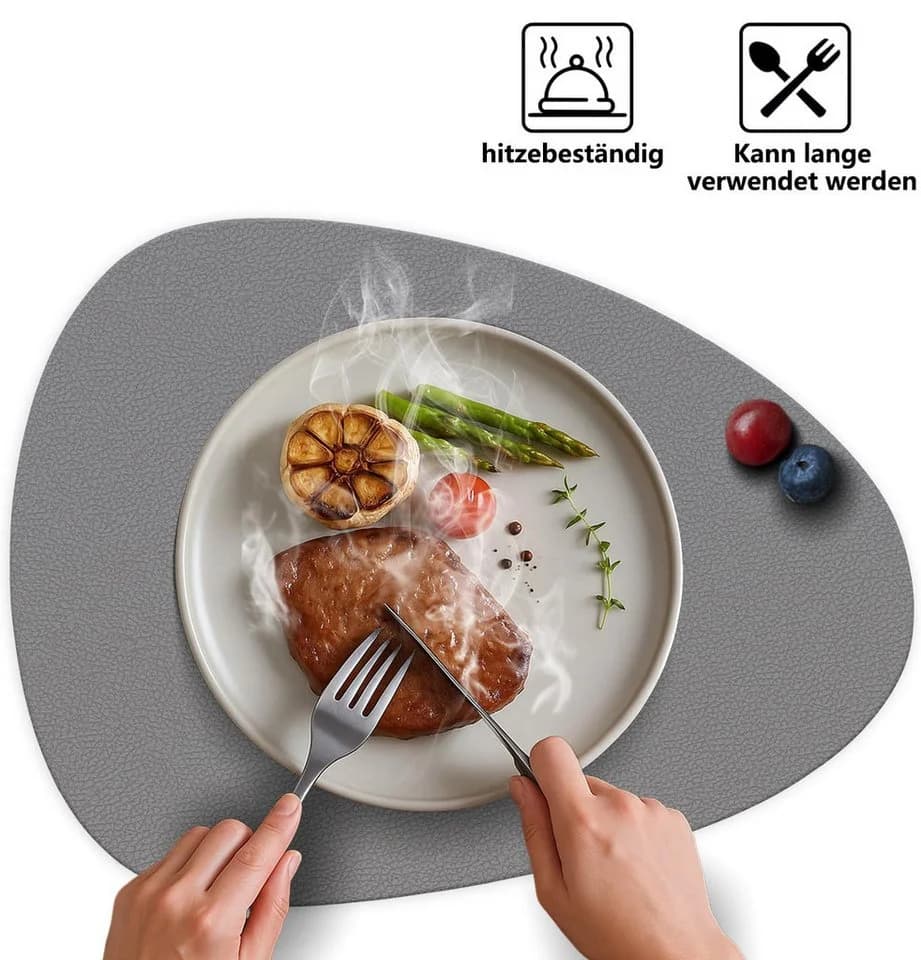Zaewry Platzset Leder und Untersetzer, Tischsets Abwaschbar, 4-St, Rund Doppelseitig Rutschfest