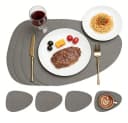 Zaewry Platzset Leder und Untersetzer, Tischsets Abwaschbar, 4-St, Rund Doppelseitig Rutschfest Bild 2