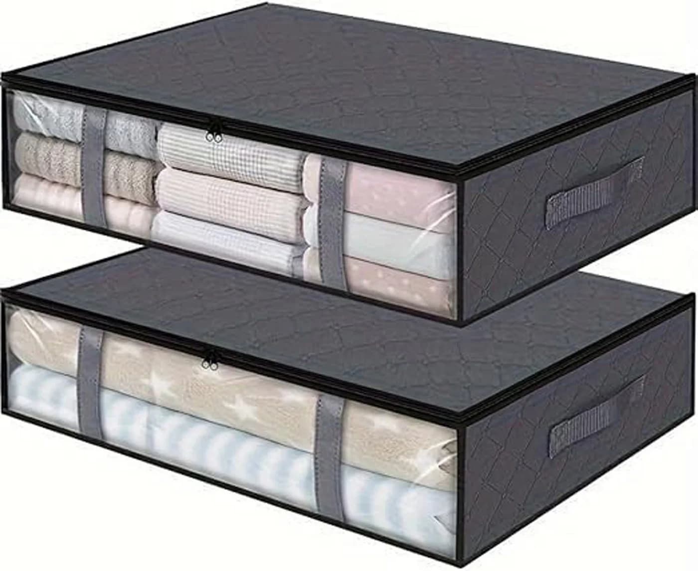 Zaewry Unterbettkommode 2 St Transparent Faltbar Aufbewahrungsbox - Bild 2