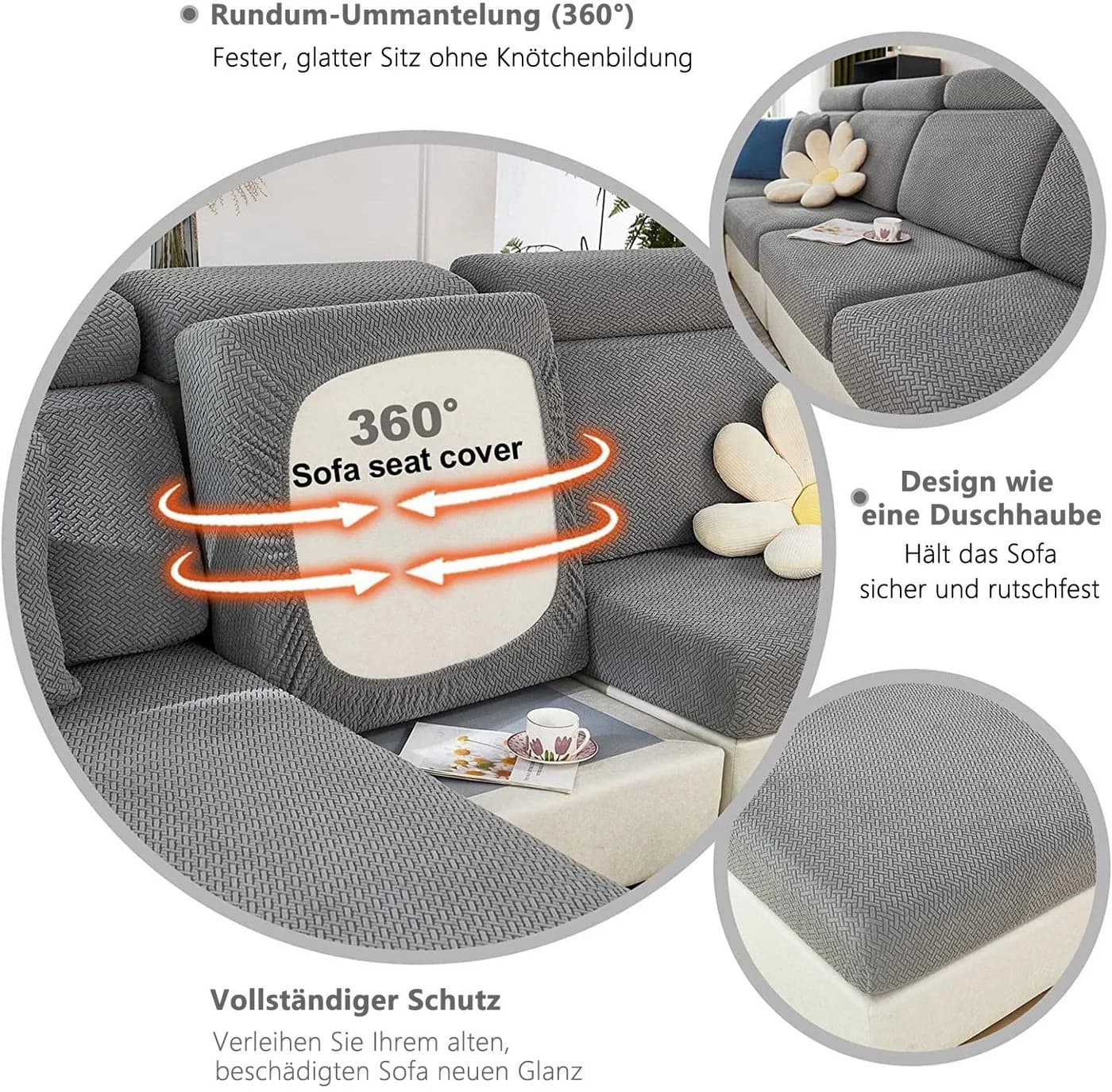 Zaewry Sofahusse Grau Stretch Rutschfest 1-4 Sitze - Bild 5