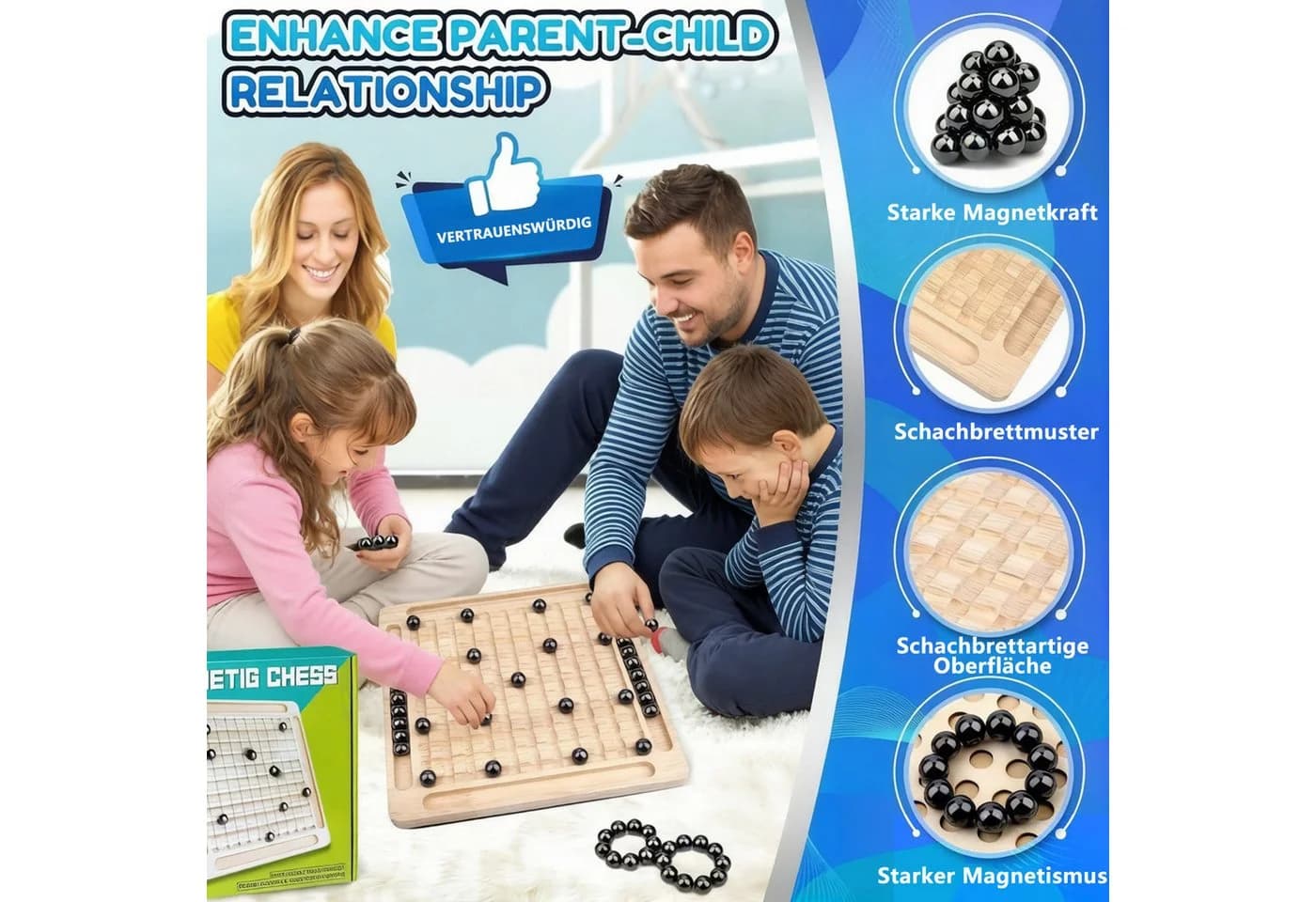 CLTYQ Magnetisches Schachspiel aus Holz mit 20 Figuren - Bild 5