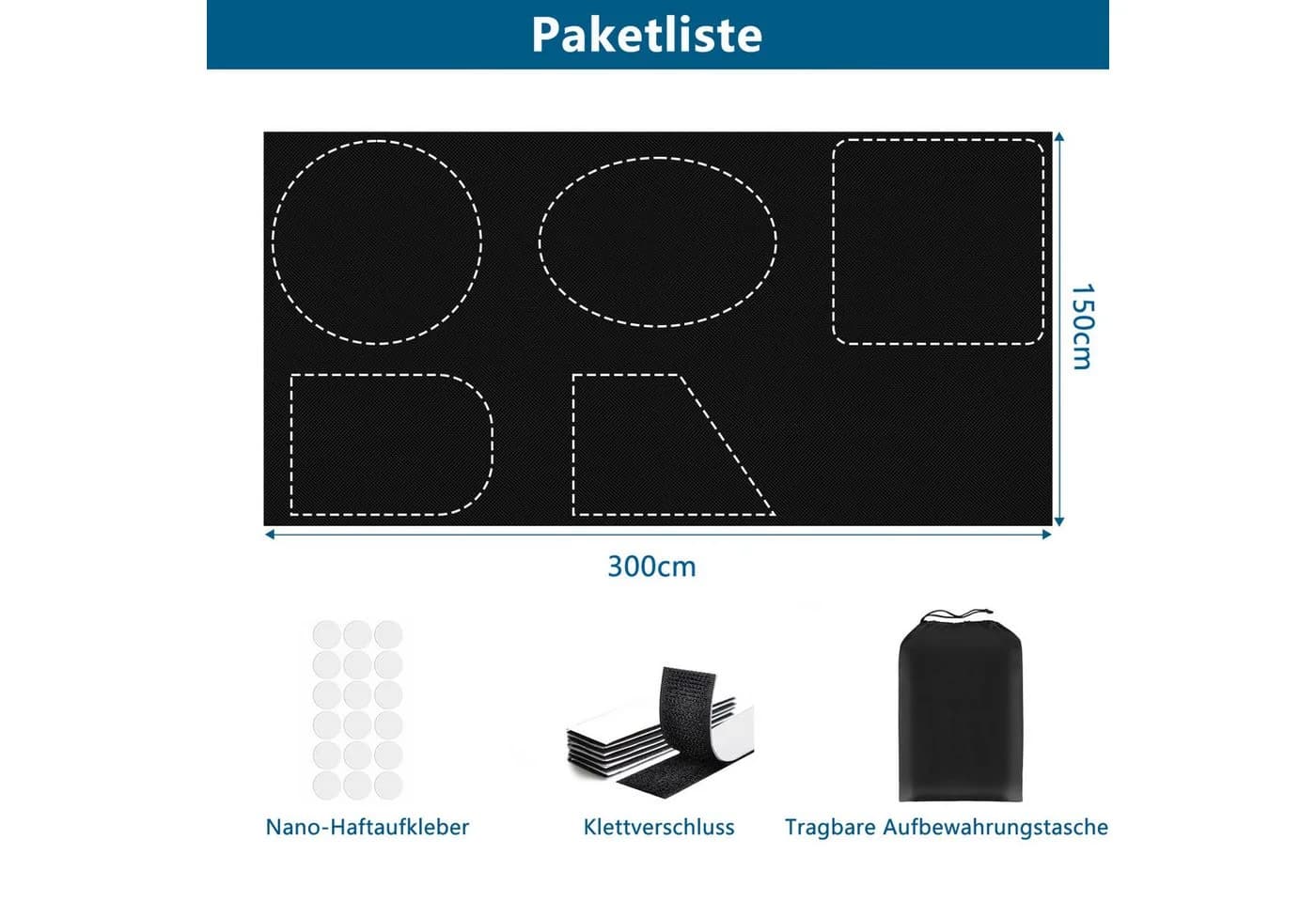 Verdunklungsrollo 150X300CM Schwarz Ohne Bohren - Bild 4