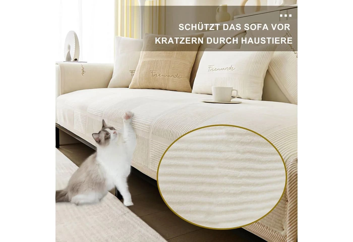 Zaewry Sofaschoner Couch Überzug Beige - Bild 4