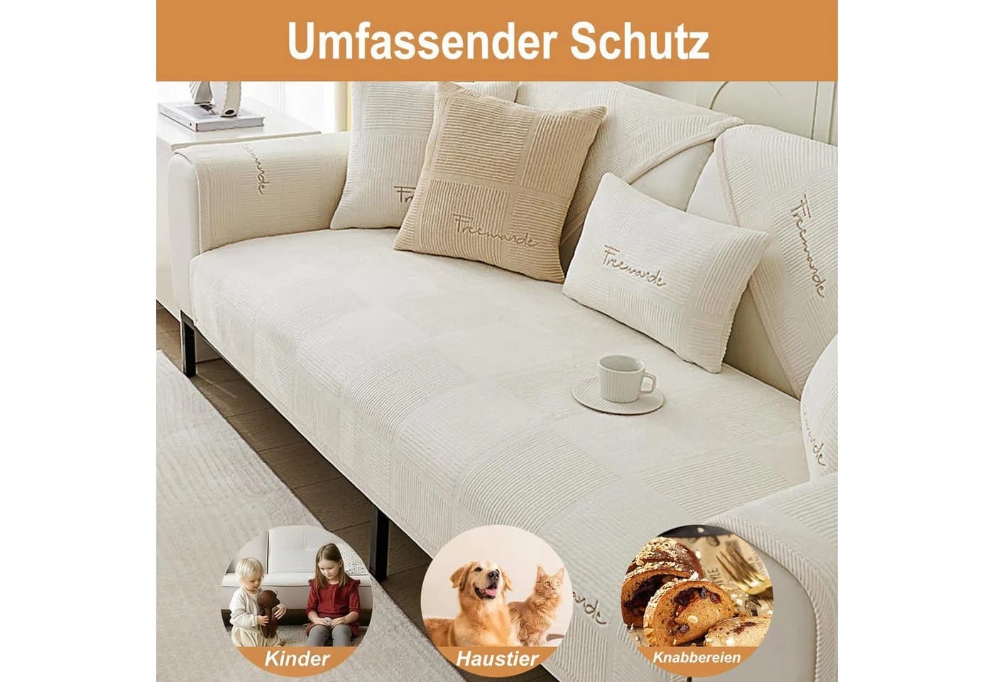 Zaewry Sofaschoner Couch Überzug Beige - Bild 5