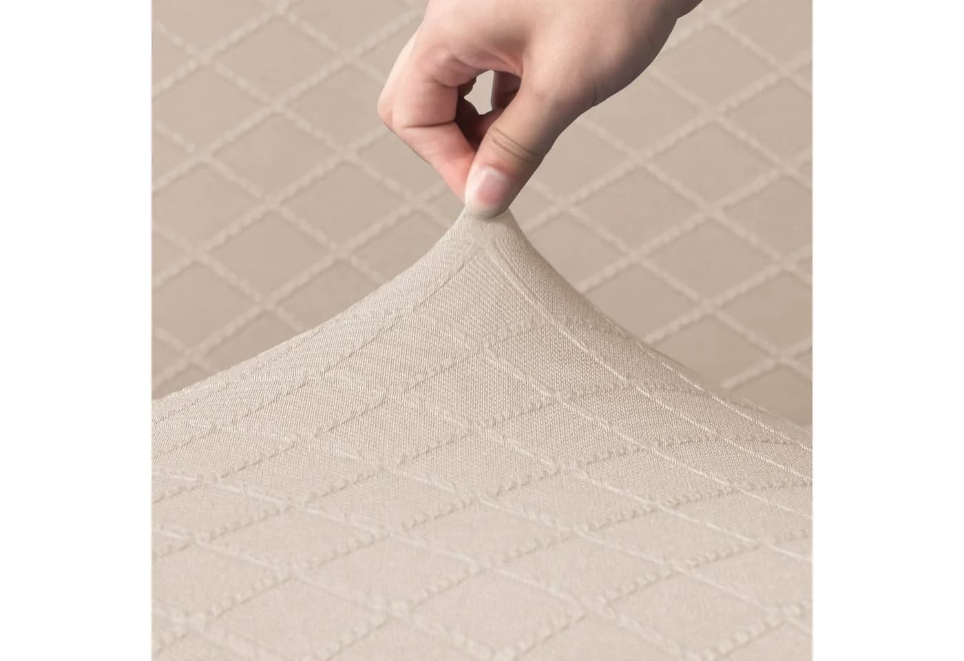 Minicloss Stuhlhusse Universal Stretch Beige Jacquard Abnehmbar - Bild 5