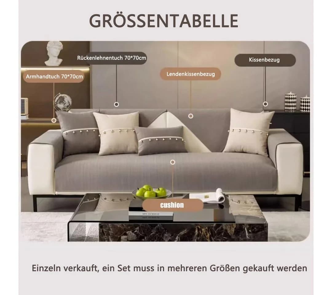 Minicloss Sofaschoner rutschfest Hellgrau Universeller Sofaüberwurf